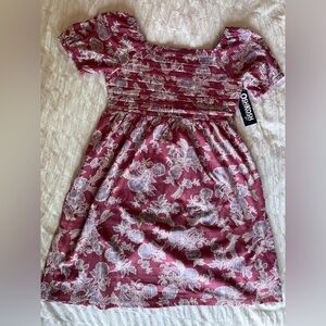 OshKosh B'gosh Burgundy Floral Smocked Dress Size 10 BNWT